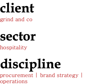 client grind and co sector hospitality discipline procurement | brand strategy | operations